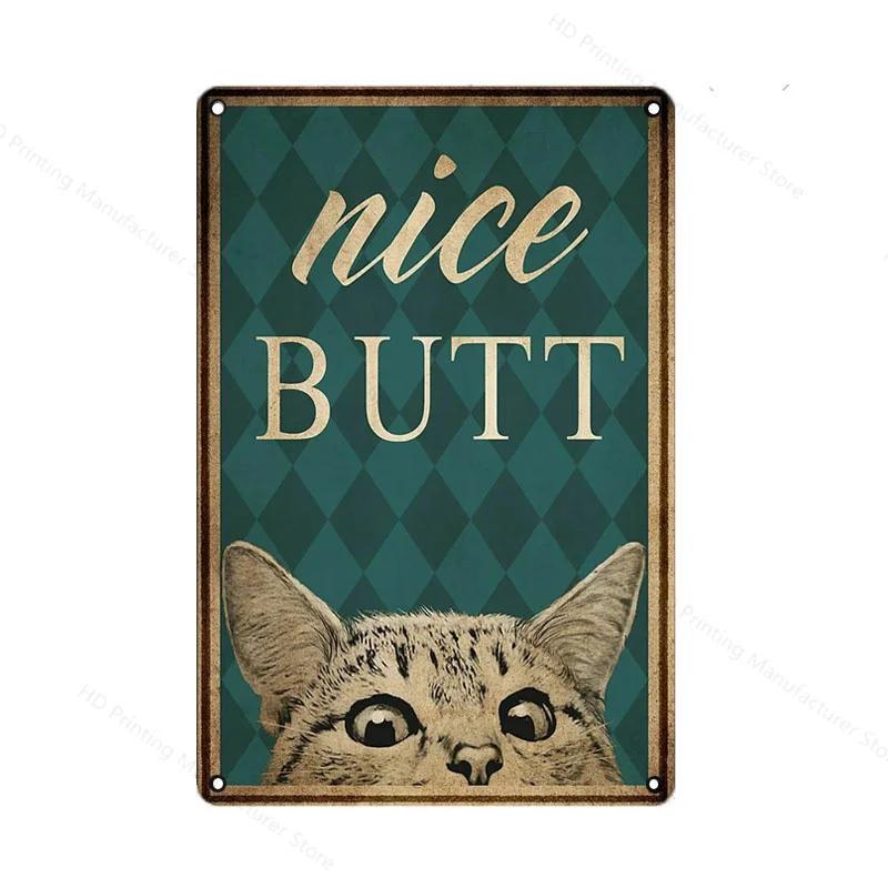 Schwarze Katze Frauen Metallschild Vintage 30 *20cm Blechschild Kaffee Yoga Schlafzimmer Club Dekoration Zuhause Vintage Kunstplatte Wandposter
