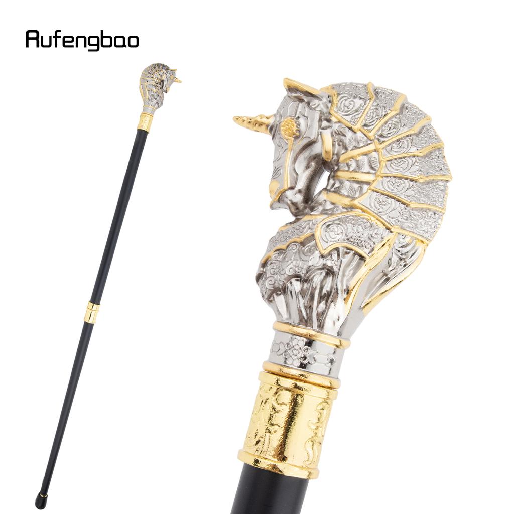 Golden White Horse Fashion Walking Stick Decorative Cospaly Vintage Party Fashionable Walking Cane Crosier 94.5cm