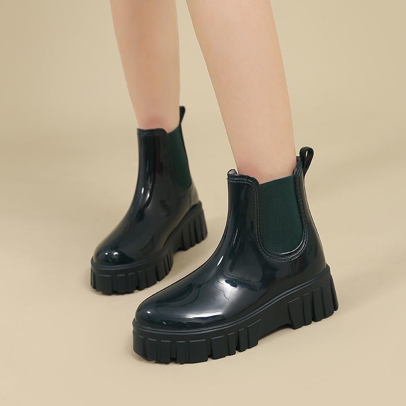 Damen 2024 Modische Wasserdichte Rutschfeste Mittelhohe Regenstiefel - Leichte Gummi-Schuhe mit dicker Sohle.