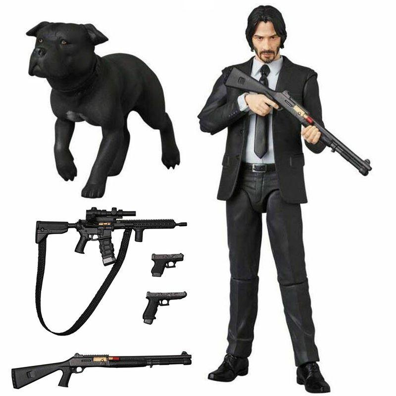 Medicom Toy Mafex 085 John Wick Chapter 2 Action Figure With Interchangeable Heads And Box Packaging