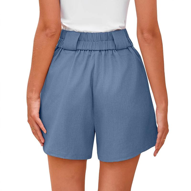 High Waist Summer Women's Casual Solid Color Suit Shorts with Pockets