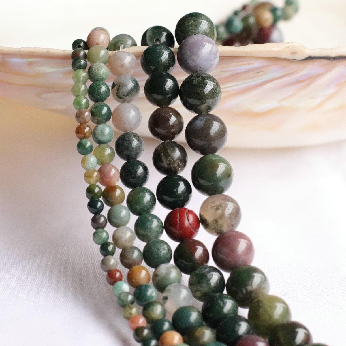 Tree Pattern Agate Round Beads - Natural Water Grass Beading Material for DIY Jewelry