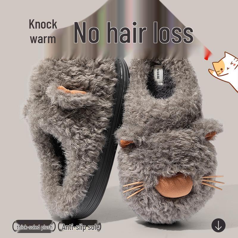 

Женские пушистые хлопковые тапочки 2025: Теплая, нескользящая домашняя обувь для осени/зимы с уникальным комфортом. Size 41-42