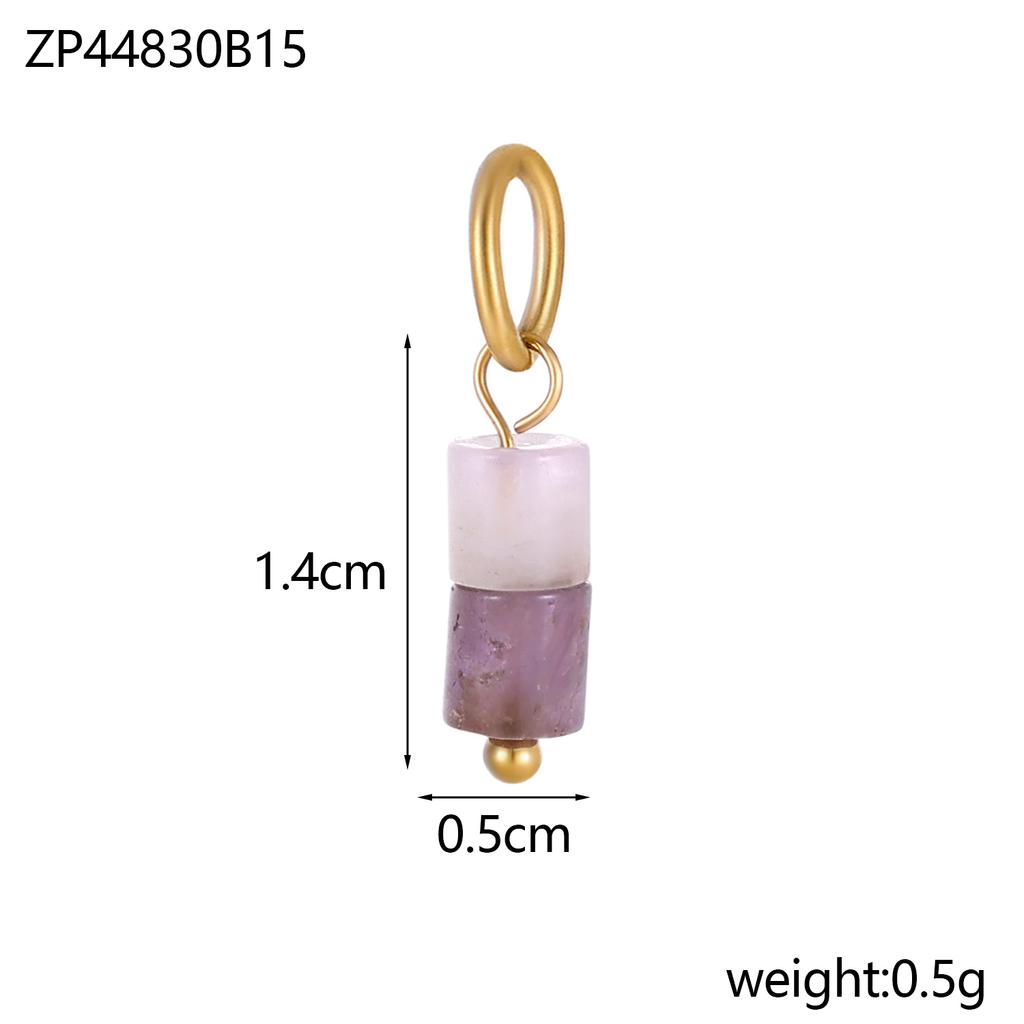 Trend Colorful Handmade Natural Stone DIY Necklace Charm Pendant 18K Gold Plated Stainless Steel Accessories Fashion Jewelry