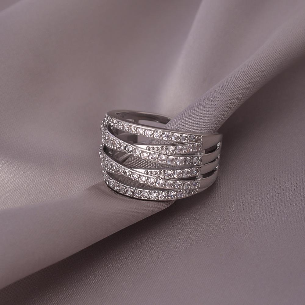 Bague Vague Diamant Multicouche Style Coréen pour Femmes - Bijou d'Index Mode Européenne & Américaine