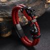 Punk Style Leather Braided Bracelets Unique Magnetic Hand Chain Gothic Skull Wristband  Anniversary