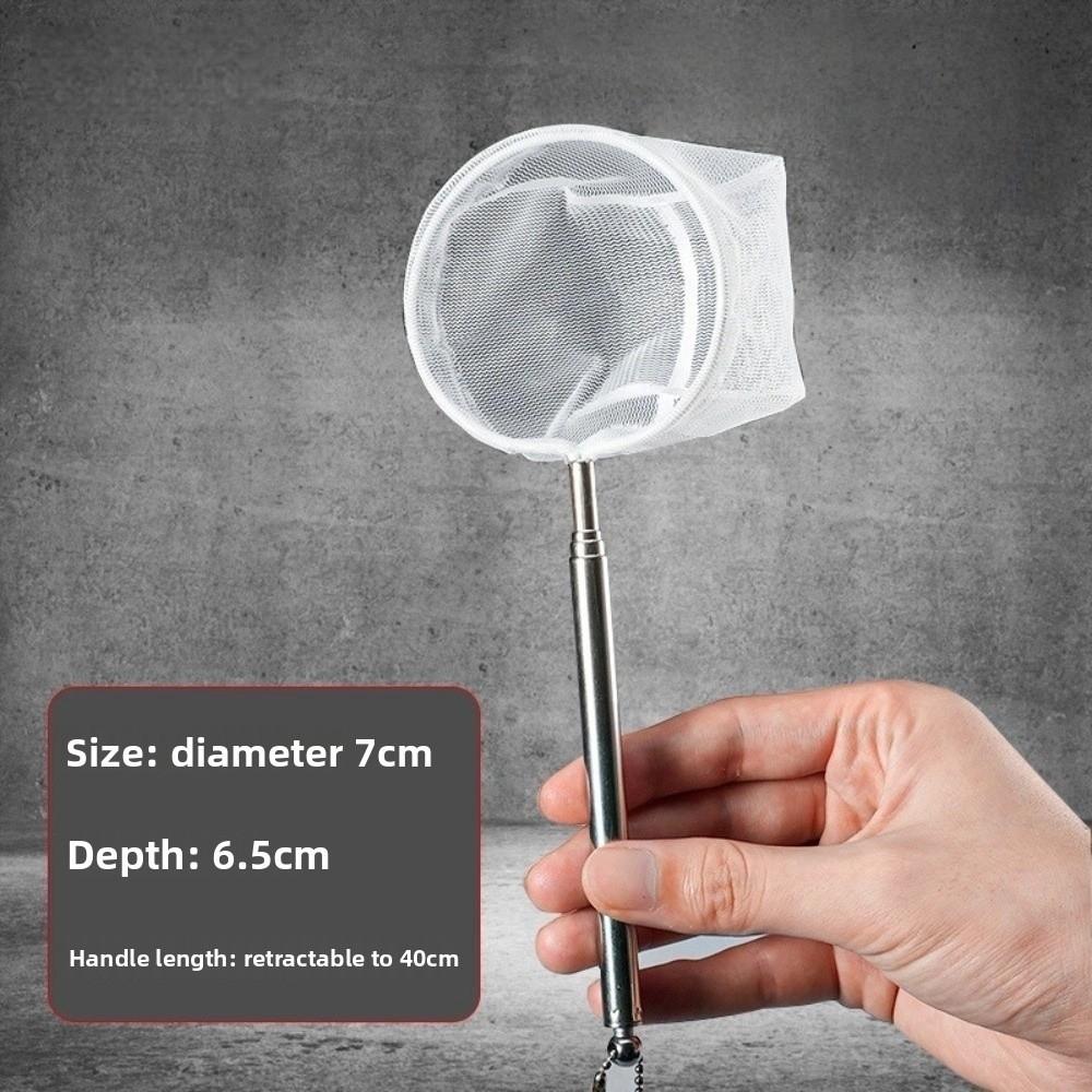 Portable Telescopic Pole Mini Fishing Nets Round Metal Handle Fish Tank Cleaner Fine Mesh Multi-size Aquarium Fish Nets Home Use