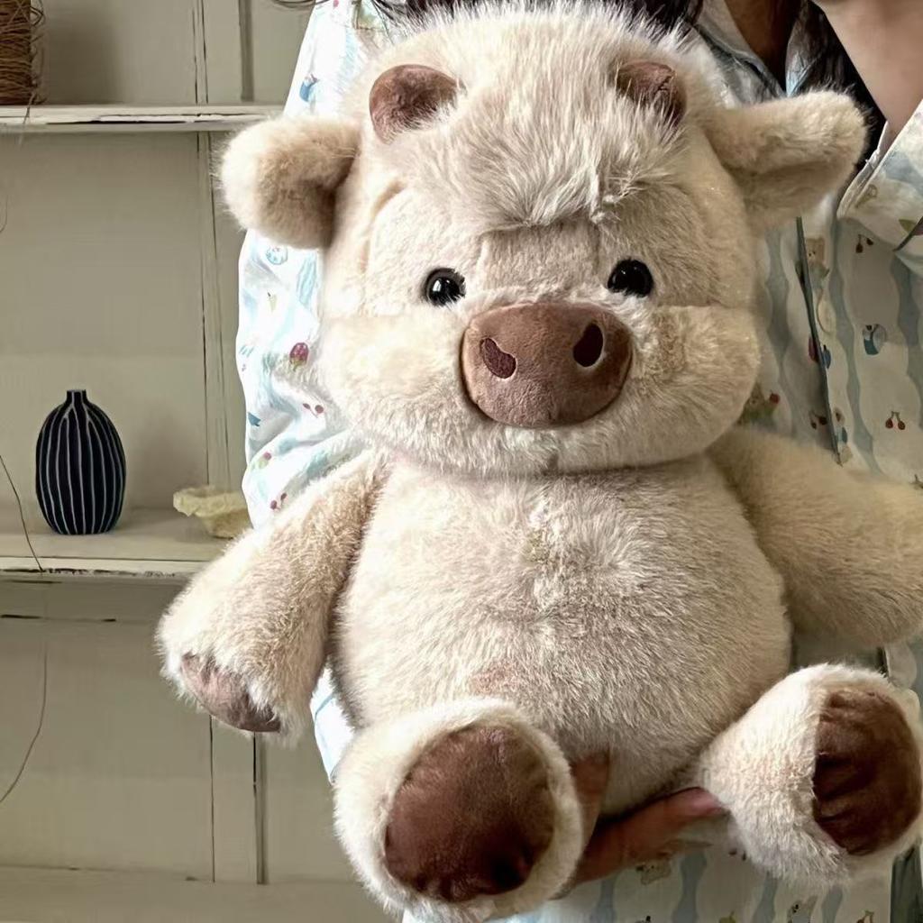 Cuddly Plush Toys Cattle High Quality Fluffy Sitting Pose Doll Warm Cozy Children Companion Xmas Gift Home Decor Gift