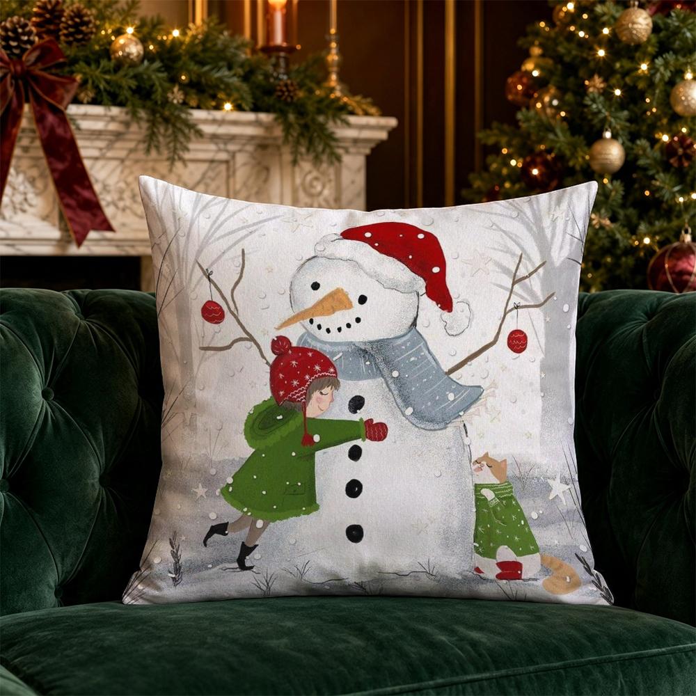 Christmas Scene Throw Pillow Covers Pattern Cushion Cover Suitable for Sofa Bedroom Car Pillow Cover