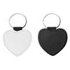Diy Dye Sublimation Blanks Keychain Pu Leather Heat Transfer Keyring Heart Creative Double Sides Blank Id Tags Keyring