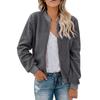 Women's Fashionable Warm Shearling Jacket With Zip-Up Solid Colour Outerwear