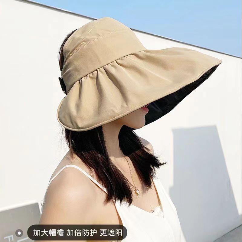 New vinyl sunscreen hat women's summer foldable large brim sunshade bucket hat UV sun hat