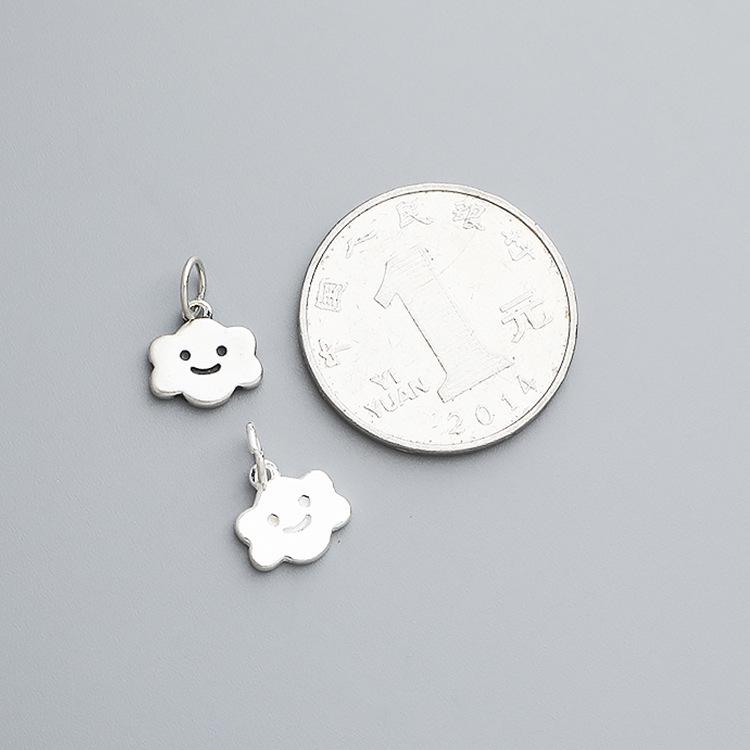 S925 Sterling Silver Smiley Face White Cloud Pendant for DIY Bracelets, Necklaces, Charms & Jewelry.