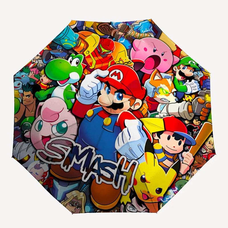 

1PC Super Smash Bros. Characters Automatic Umbrella 8 Rib Portable Folding Black Iron Frame for Outdoor, Beach, Travel, Beach Umbrella 0905180