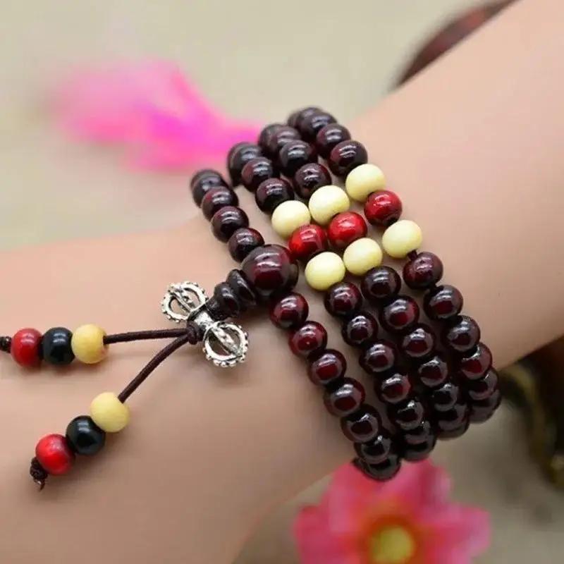 Chinese Style Multi-layer Sandalwood Buddha Prayer Beads Bracelet Praying for Blessings Safety Beads Men's Birthday Gifts