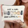 Women Cat Toiletry Bag, Cute Cat Theme Travel Makeup Zipper Pouch, Funny Cat Lover Gift for Daughter Sister Friend