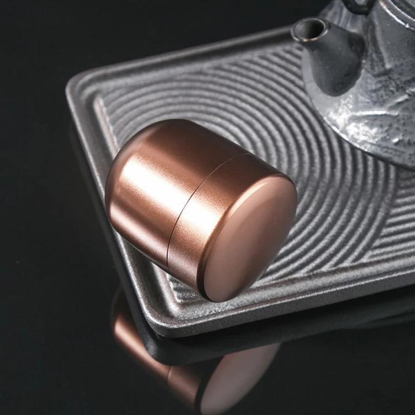 1pc Mini Food Nut Candy Storage Container Portable Sealed Jar Metal Box Aluminum Alloy Travel Moisture-proof Solid Color Tea Can