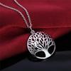 925 Sterling Silver 16inch Chain Tree Round Pendant Necklace For Woman Fashion Wedding Engagement Charm Jewelry