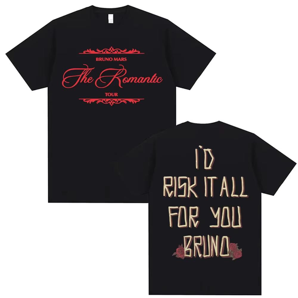 

Bruno Mars Risk It All The RoUnisextic Tour Tee Shirt Unisex Women Hip Hop Harajuku Classic Tee pure Cotton Casual Short Sleeve Top M