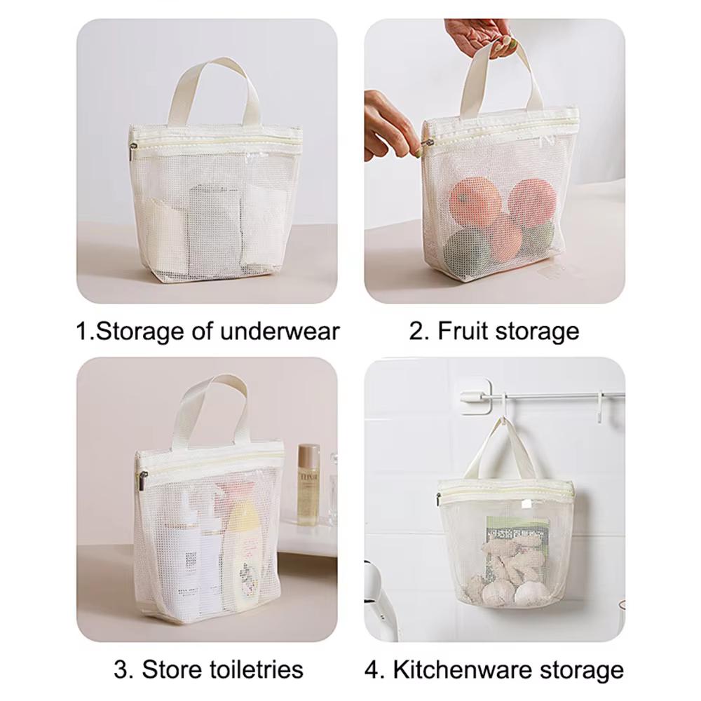 Mesh Makeup Toiletry Storage Bags Handbags Portable Travel Washing Body Shower Tools Organizer Hanging Cosmetic Organizer Pouch