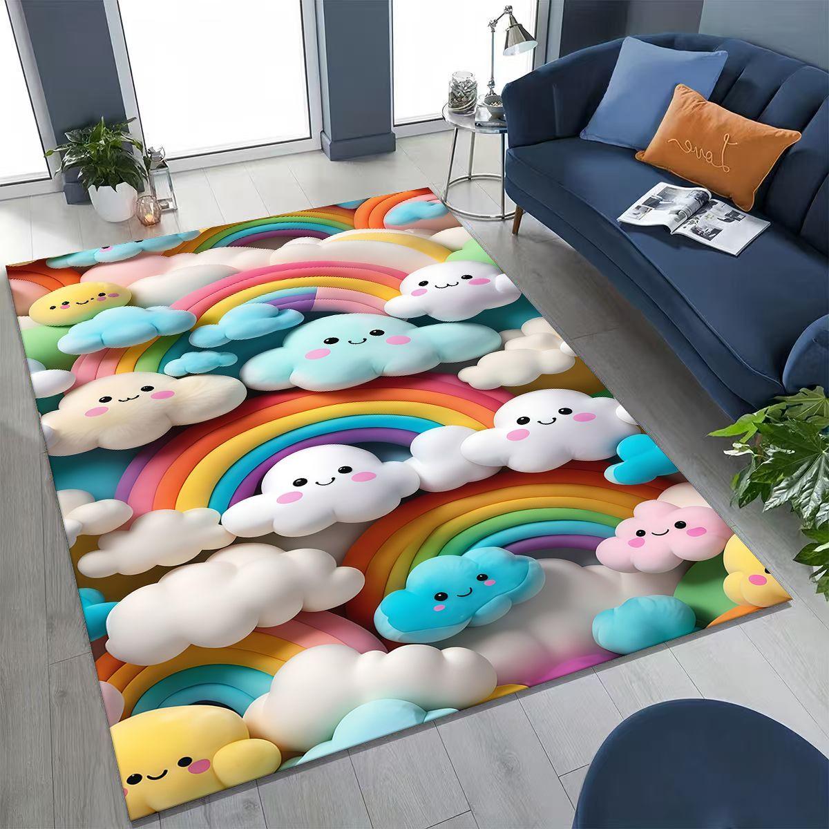 

Красочный ковер «Радужные облака», мультяшный ковер «Небо мечты» для спальни, гостиной, дивана, домашний придверный коврик, декор, большой детский игровой нескользящий коврик для пола 40x60cm( 15x23in )