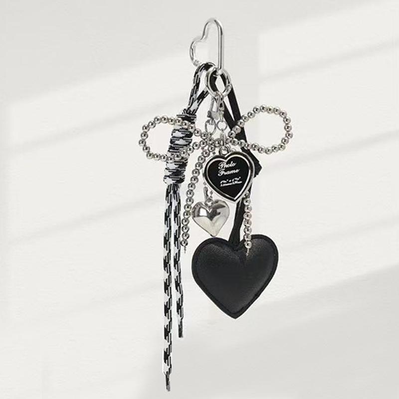 PU Leer Hart En Strik Sleutelhanger Met Modieuze Geweven Lanyard Handgemaakte Tas Bedel Veelzijdige Sleutelhouder Voor Vrouwen