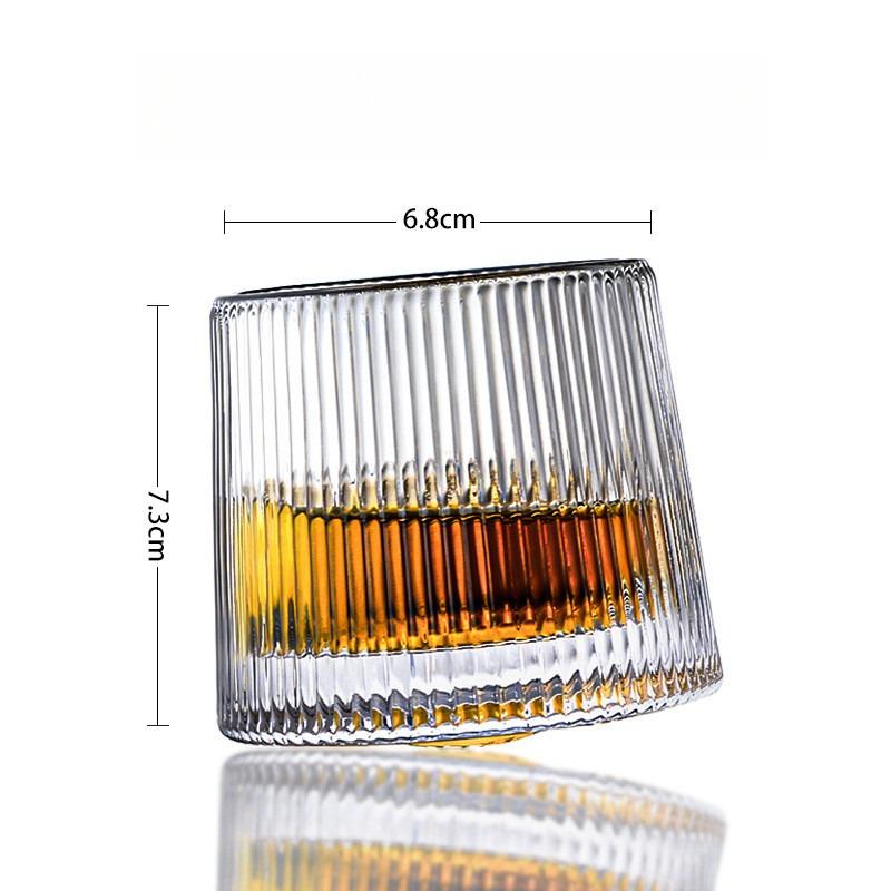 Thickened Crystal Whiskey Tumbler Rotating Non-Tip Scotch Bourbon Cocktail Glass Barware Home Use Rocks Cup for Cold Drinks