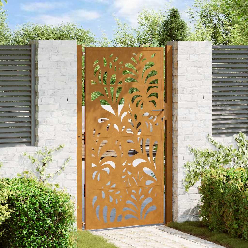 Garden Gate 100 X 200 Cm Weathering Steel Wavy Design