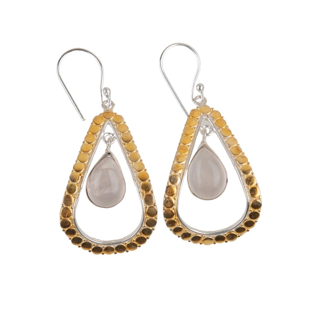 Natural Rose Quartz Gemstone 925 Sterling Silver Jewelry Handmade Earrings 2.27" EE-82-26