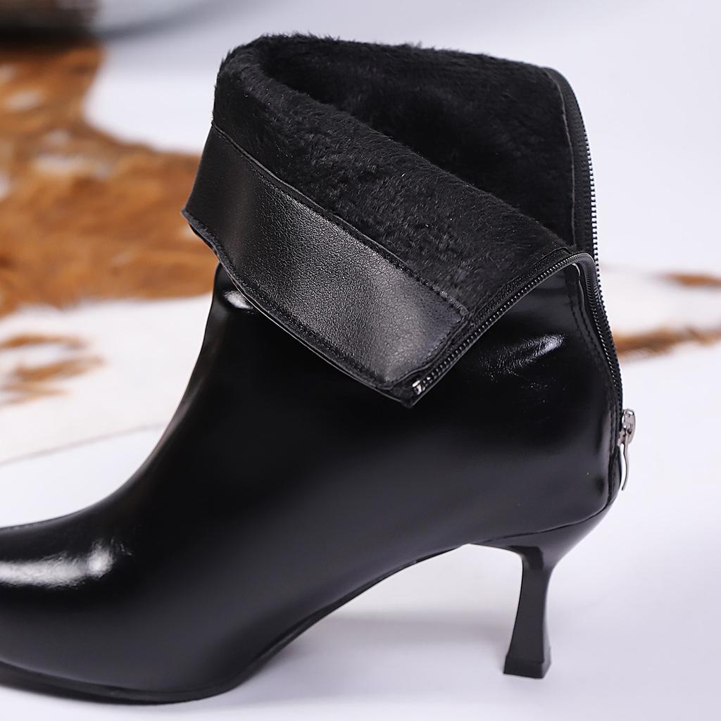 Fashion 2025 Autumn Winter Pointed Toe Women Modern Mid-calf Boots Fashion Soft Leather Short Booties Concise High Heels Shoes