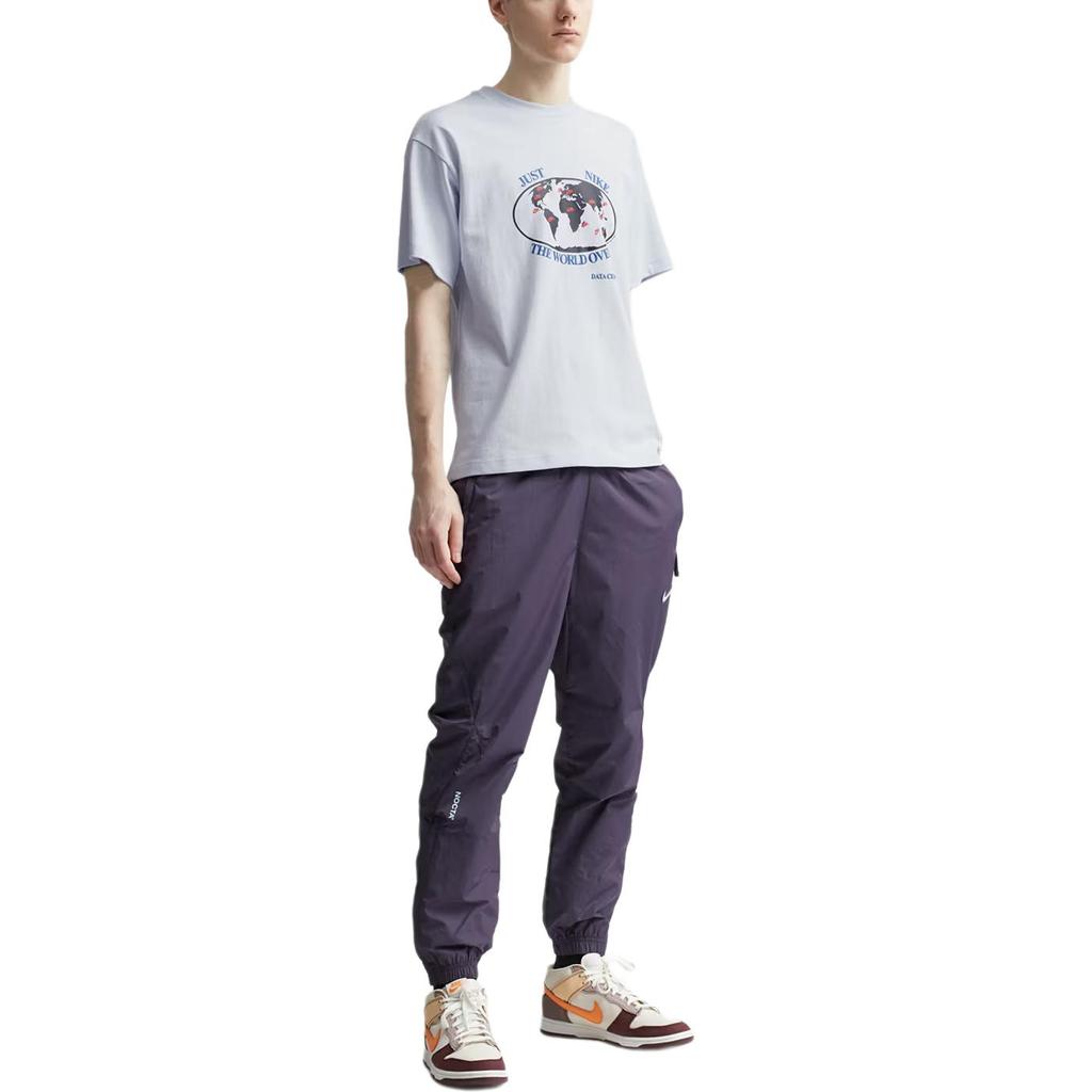 Nike Loose Fit Round Neck Drop Shoulder Letter Print T-Shirt Men Tops Light-Blue FB2750-085