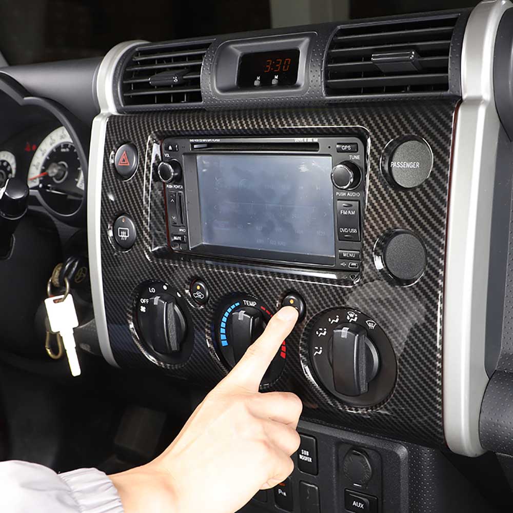 Carbon Fiber Style Dash Navigation Panel Cover Trim For 07-21 Toyota FJ Cruiser
