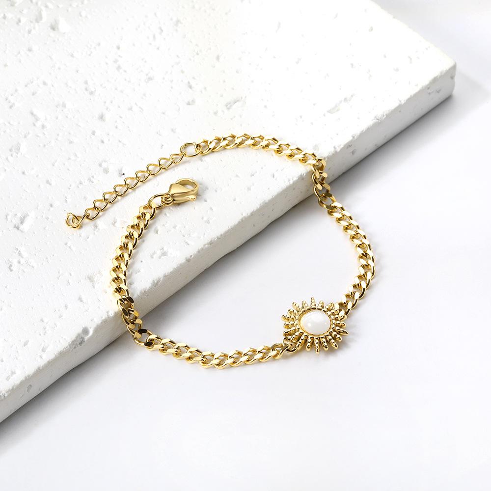 Vintage Fashion Colorful Zircon Sun Bracelet Light Luxury Gold Hand Jewelry