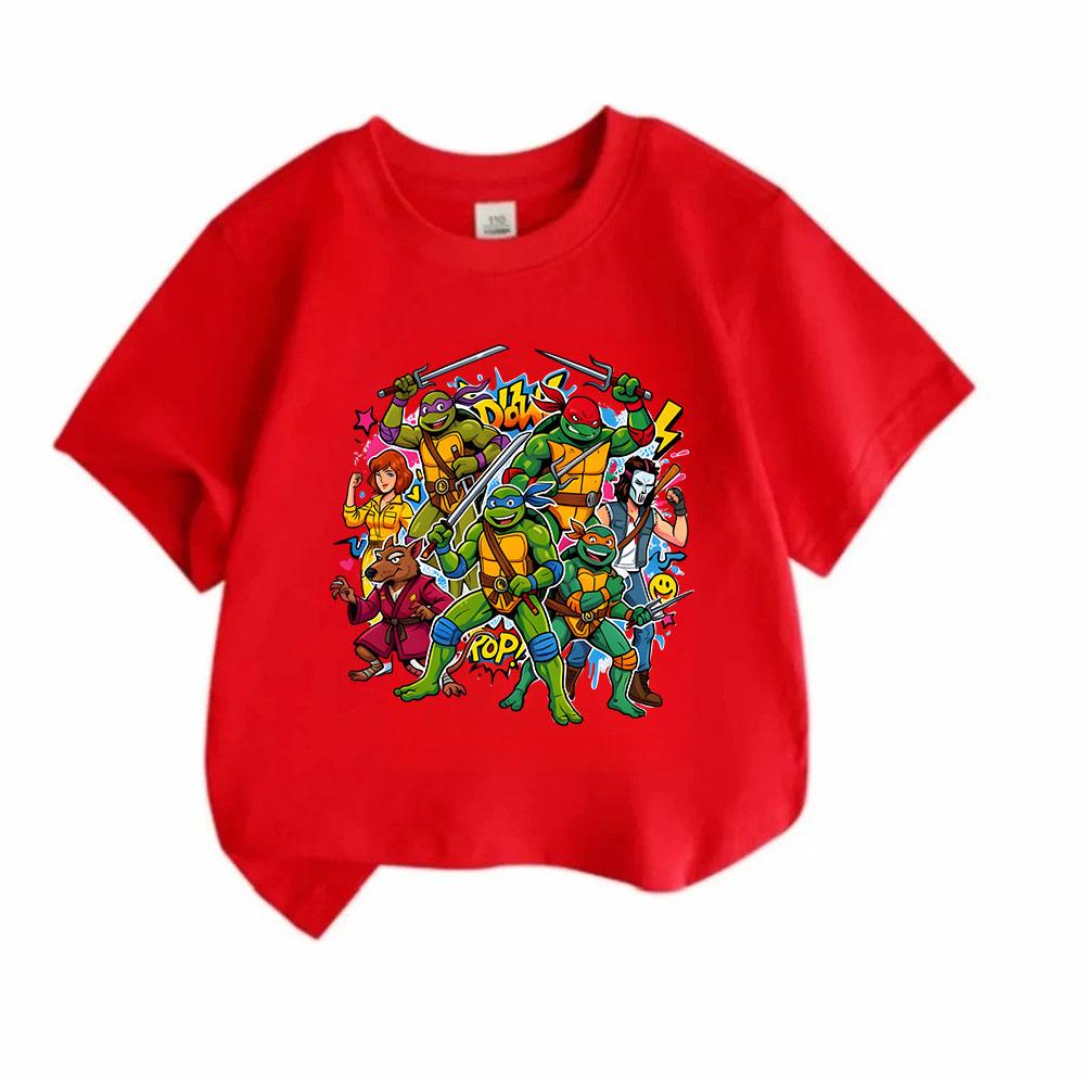 Kids Boys Girls 100% Cotton Crew Neck Short Sleeve T-shirt, Retro Cartoon Hero Characters Graphic Casual Summer Tee for Children Daily Wear