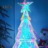 LED Christmas Tree Ornament Light-up Polyhedra Xmas Tree Figurine with Star Top Festive Holiday Decor for Home Table Decoration