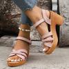Fashion 2025 Summer High Heels Ankle Strap Sandals Women Platform Comfort Thick Heeled Gladiator Shoes Woman Plus Size Sandalias Mujer