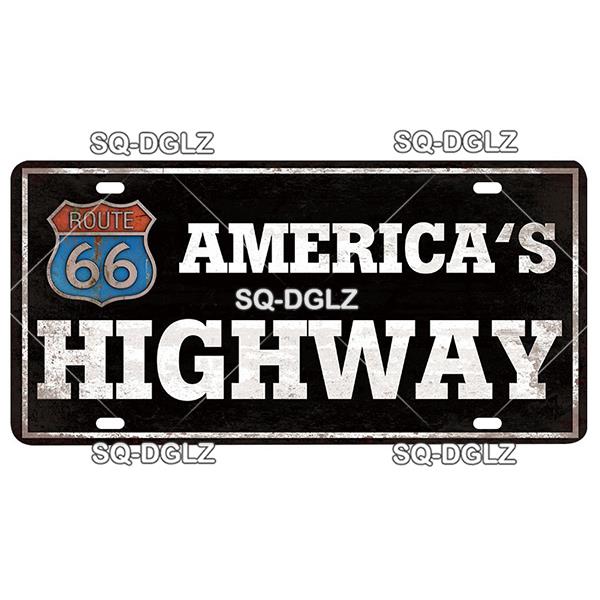 ROUTE 66 Metal Sign Tin Sign Licenses Plate Garage Decor Plaque Vintage Man Cave Bar Pub Club Home Wall Decor Garage Poster