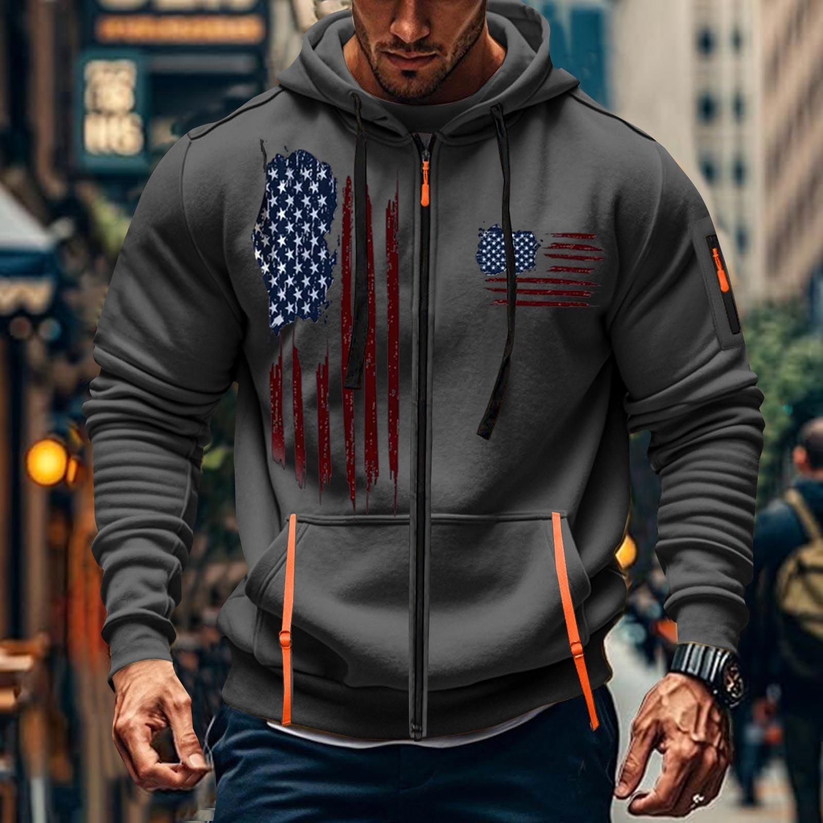 

Чоловіча спортивна повсякденна толстовка, толстовка з капюшоном, кардиган, толстовка з кількома кишенями на блискавці, пальто L