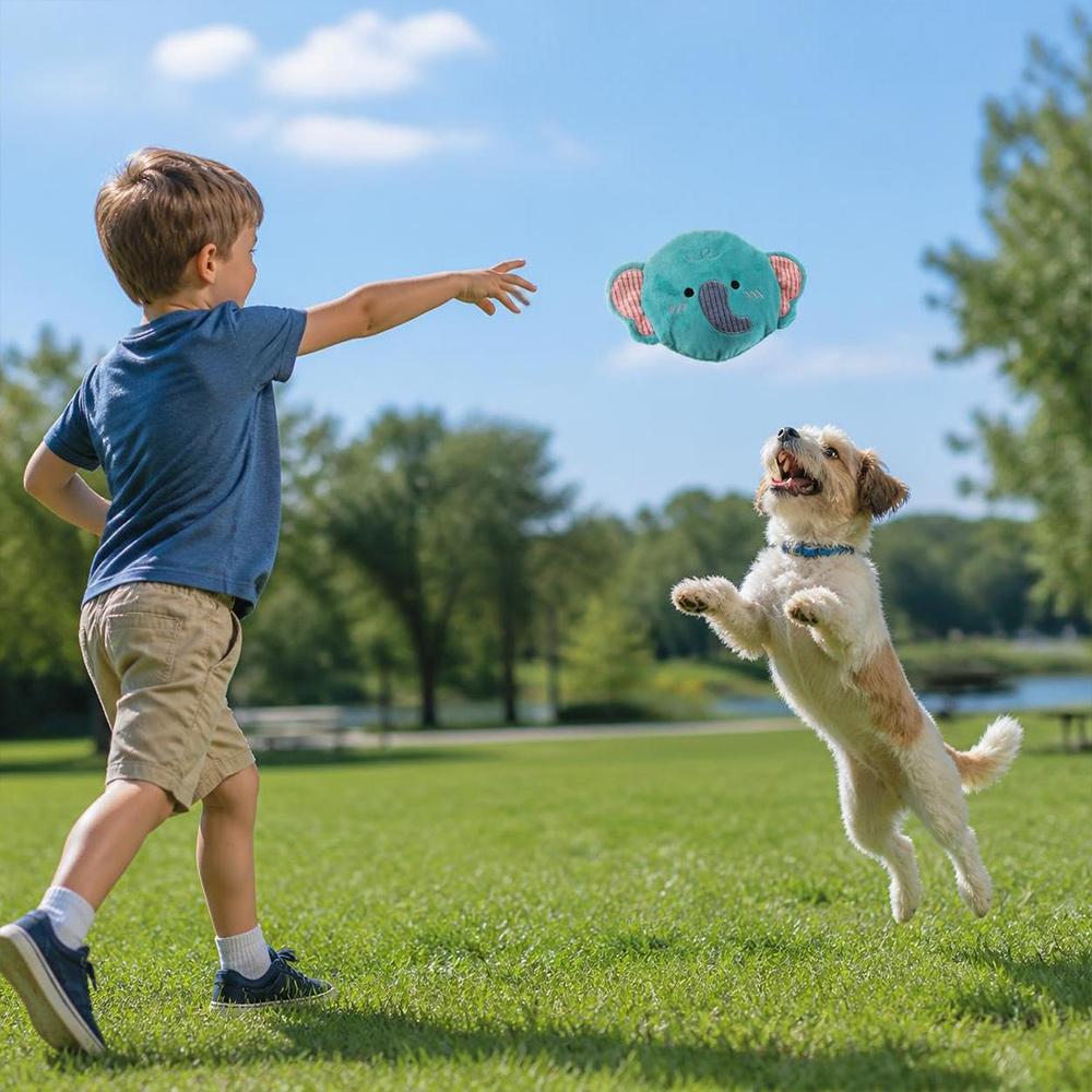 Relieve Boredom Soft Dog Plush Flying Disc Bite-resistant Pet Interactive Sound Toy Pet Play