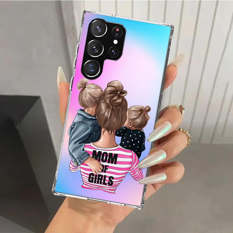 Woman Fashion Girl Super Mom Baby Phone Case for Samsung Galaxy S26 S24 S23 Ultra S25 Edge S22 S21 Plus S20 FE + Soft Print Shel