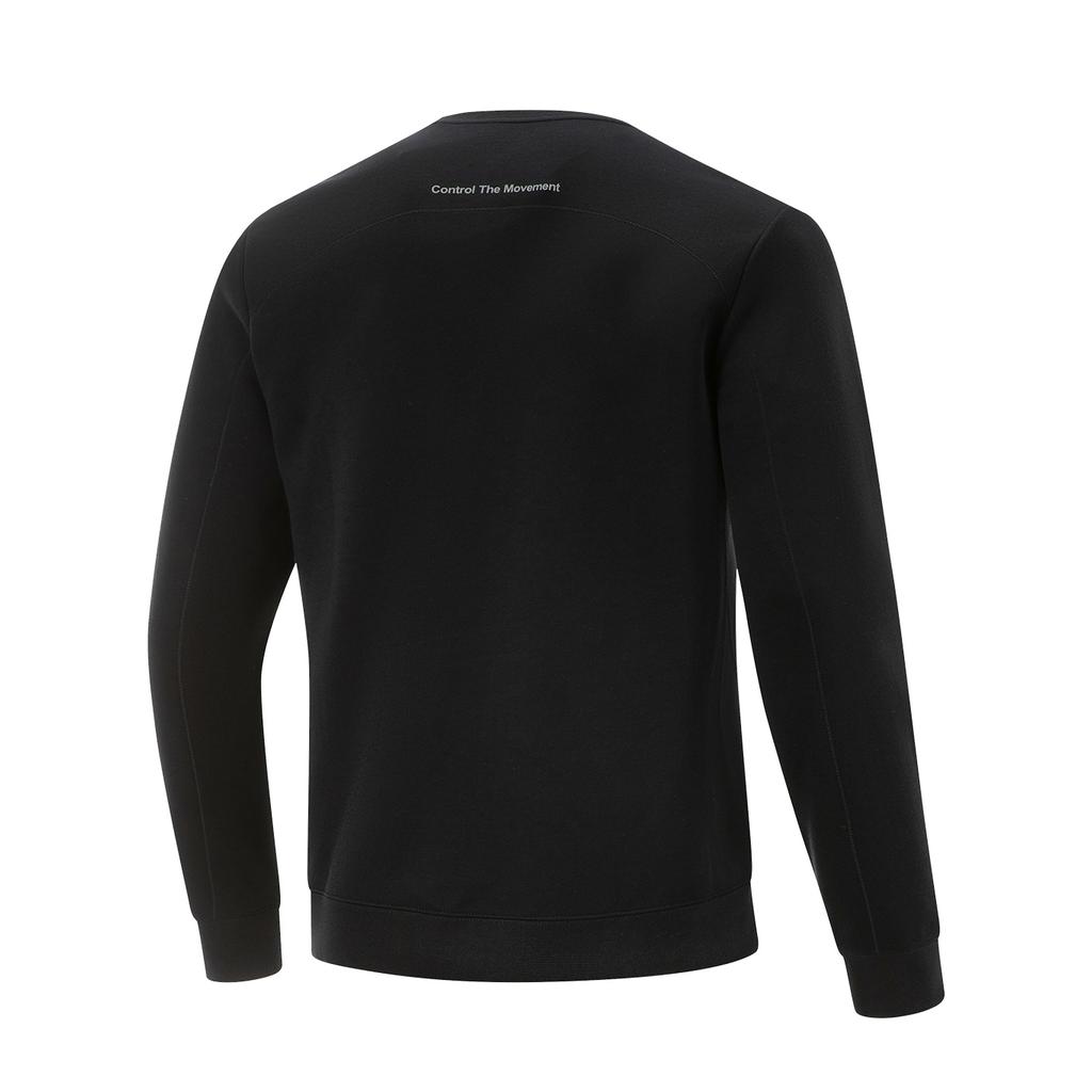 Li Ning Fitness Series Ice Silk Quick-Dry Cool Comfortable Casual Simple Round Neck Versatile Long Sleeve Sweatshirt Men sweatshirt Black AWDV379-6