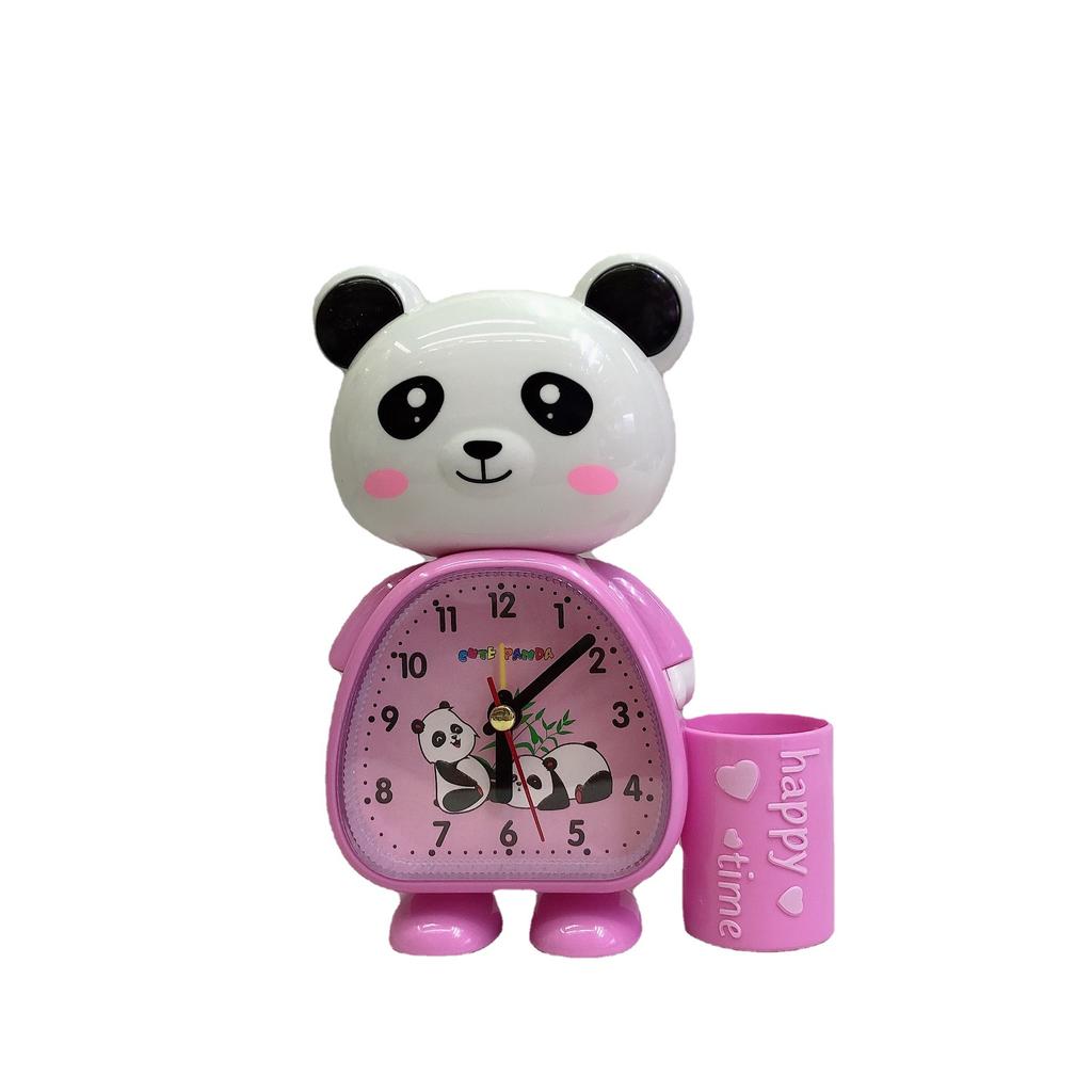 Nowy kreskówkowy uroczy niedźwiedź pojemnik na długopisy mały budzik prezent dla studenta panda zwierzę zegarek