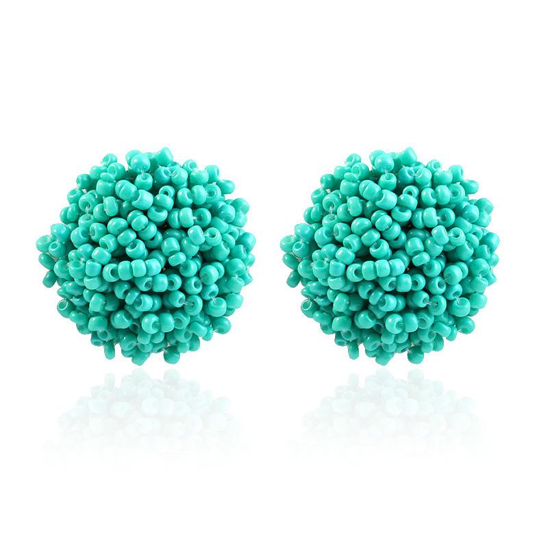 European & American Fashion Half-Circle Stud Earrings with Rice Beads