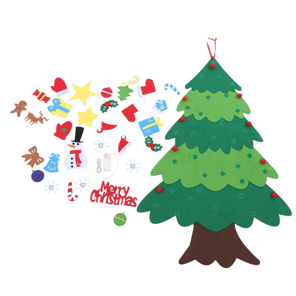 Christmas Decoration Wall Hanging Christmas Tree Felt DIY Holiday Party Ornament with LED#1