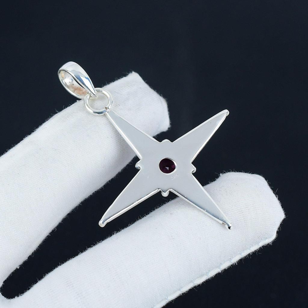 Pinki Kunzite Gemstone Silver Pendant In 925 Sterling Silver - Handmade Star Design, Everyday Wear Jewelry,  Unique Artisan Designs Pendant Gift