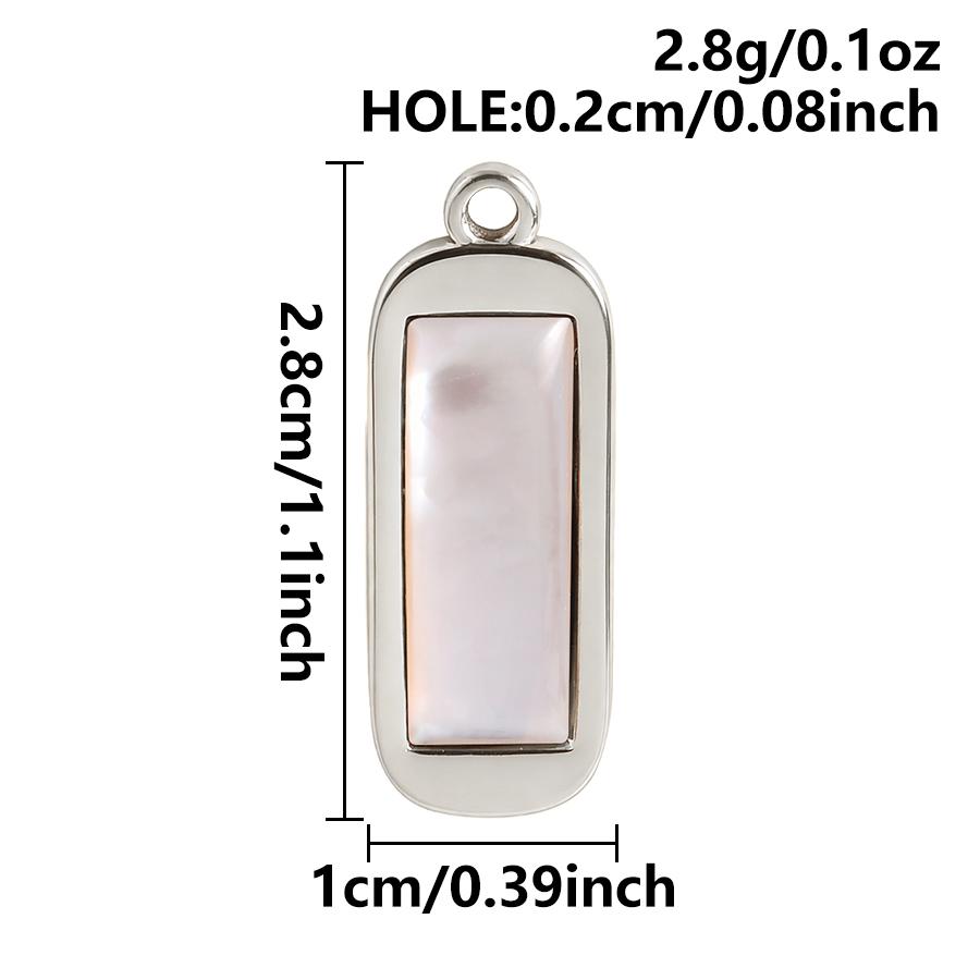 3pcs Gold/Silver Color PVD Metal Charms White Shell Stainless Steel Pendants For Jewelry Making Supplies Rhinestone DIY Pendant