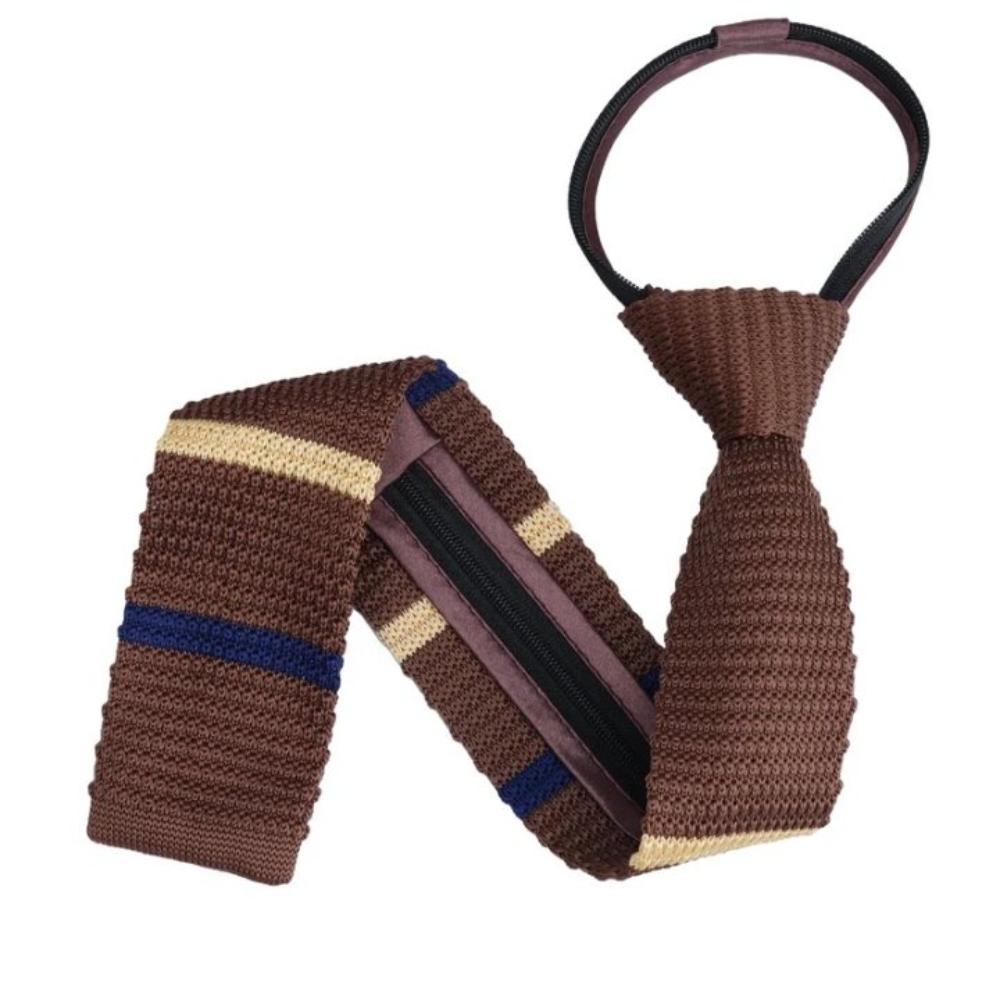 Adjustable Lazy Men Knot-free Tie Flat Head Automatic Zipper Necktie  Suit Accessories
