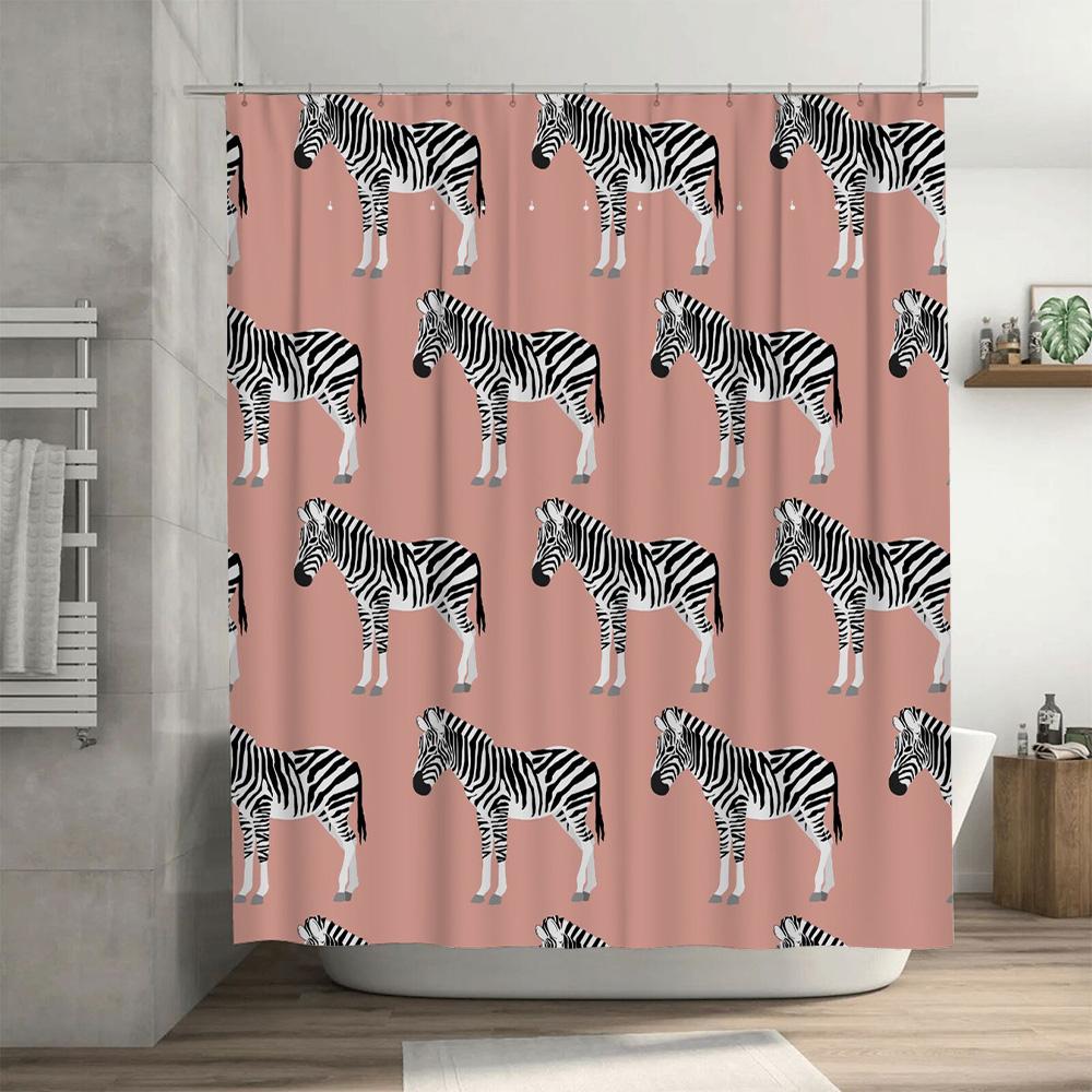 Large Heart Dog Shower Curtain Decorative Pet Silhouette Waterproof Bathroom Liner Modern Black White Pattern for Bathtub or Kid