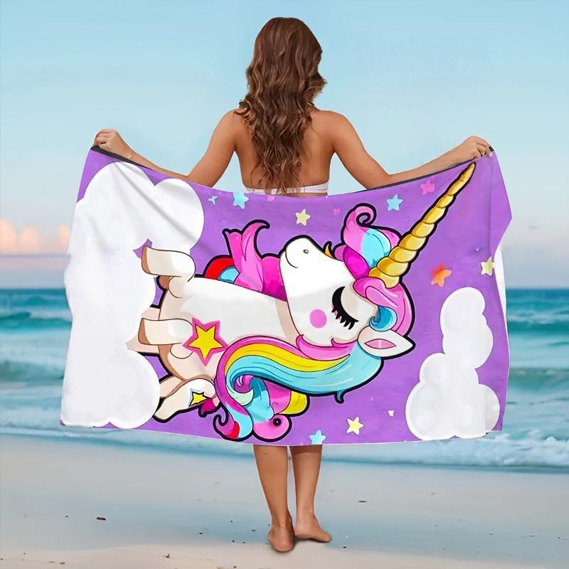 1pc Unicorn Large Beach Bath Towel, Quick-Dry Super Absorbent Vibrant Color, BeachSurf Fitness Camping No izable