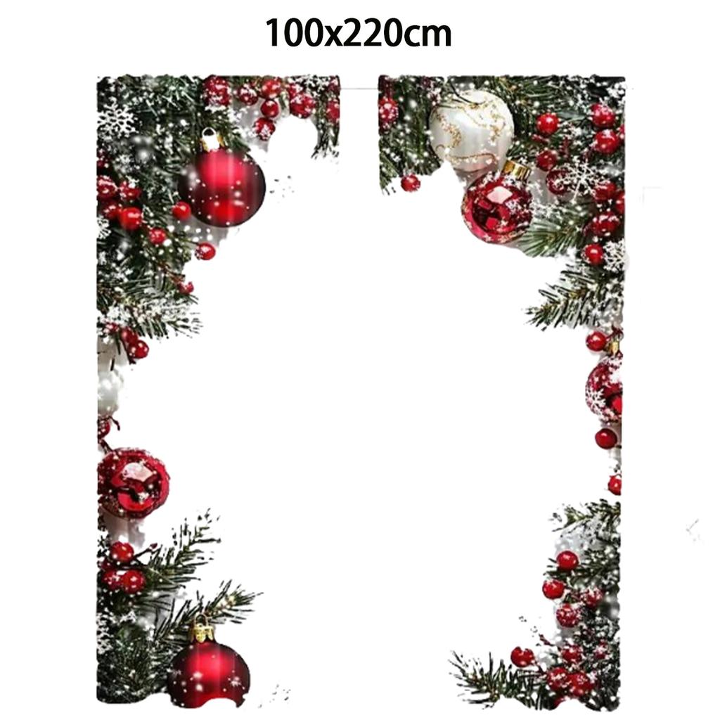 Party Essential Red Berries Pattern 2PCS Christmas Printed Curtains Luxurious Style Xmas Ball Holiday Windowcurtain